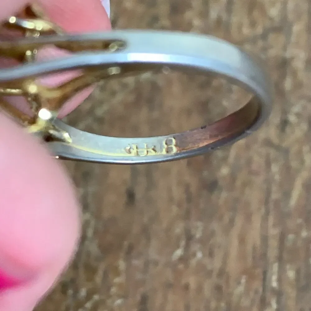 Vintage‎ Uncas Estate Gold opal & rhinestone statement cocktail ring size 8